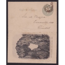 ARGENTINA ENTERO POSTAL GJ CAP-27-ZB TARJETA POSTAL CON ILUSTRACION USADA CON IMPRESIÓN PRIVADA U$ 50+